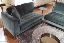 2 x B&B Italia MAXALTO Luxury Sofa Sections Both Upholstered In Rich Dark Green Velvet - RRP £7,248