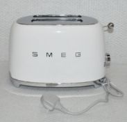 1 x SMEG Retro-Style 2-Slice Toaster In Gloss White & Chrome - Original RRP £179.95 - Ref: HHW126/