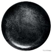 36 x RAK Porcelain 'Karbon' Black Round Flat Porcelain Plates - 26.5cm In Diameter - Recently