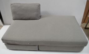 1 x Modular Chaise Lounge Upholstered In A Light Grey Fabric - Dimensions: D90 x L160 x H66cm / Seat