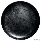36 x RAK Porcelain 'Karbon' Black Round Flat Porcelain Plates - 26.5cm In Diameter