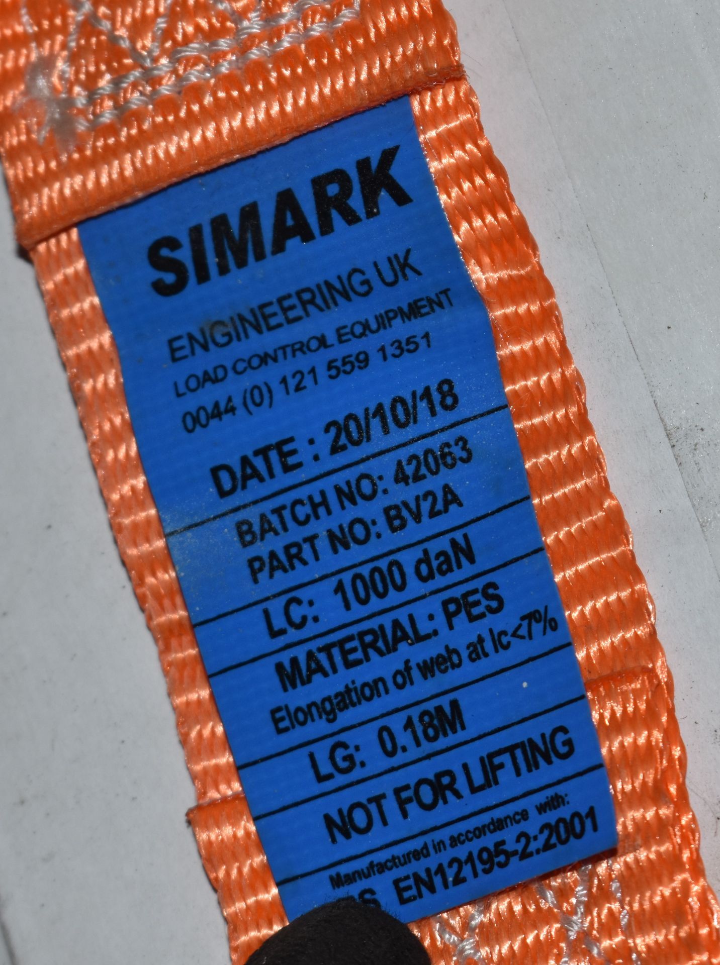 10 x Simark Load Control Cargo Vehicle Straps - 1000 daN, PES Material, 0.18m Length - CL622 - Ref - Image 2 of 4