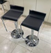 4 x Breakfast Bar Leather Bar Stools With Chrome Base - To Be Removed From An Exclusive Property