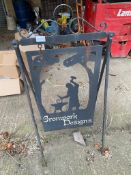 1 x Freestanding Swinging Sign Depicting Blacksmith Working Over Anvil and Ironwork Designs Branding