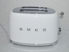 1 x SMEG Retro-Style 2-Slice Toaster In Gloss White & Chrome - Original RRP £179.95 - Ref: HHW118/