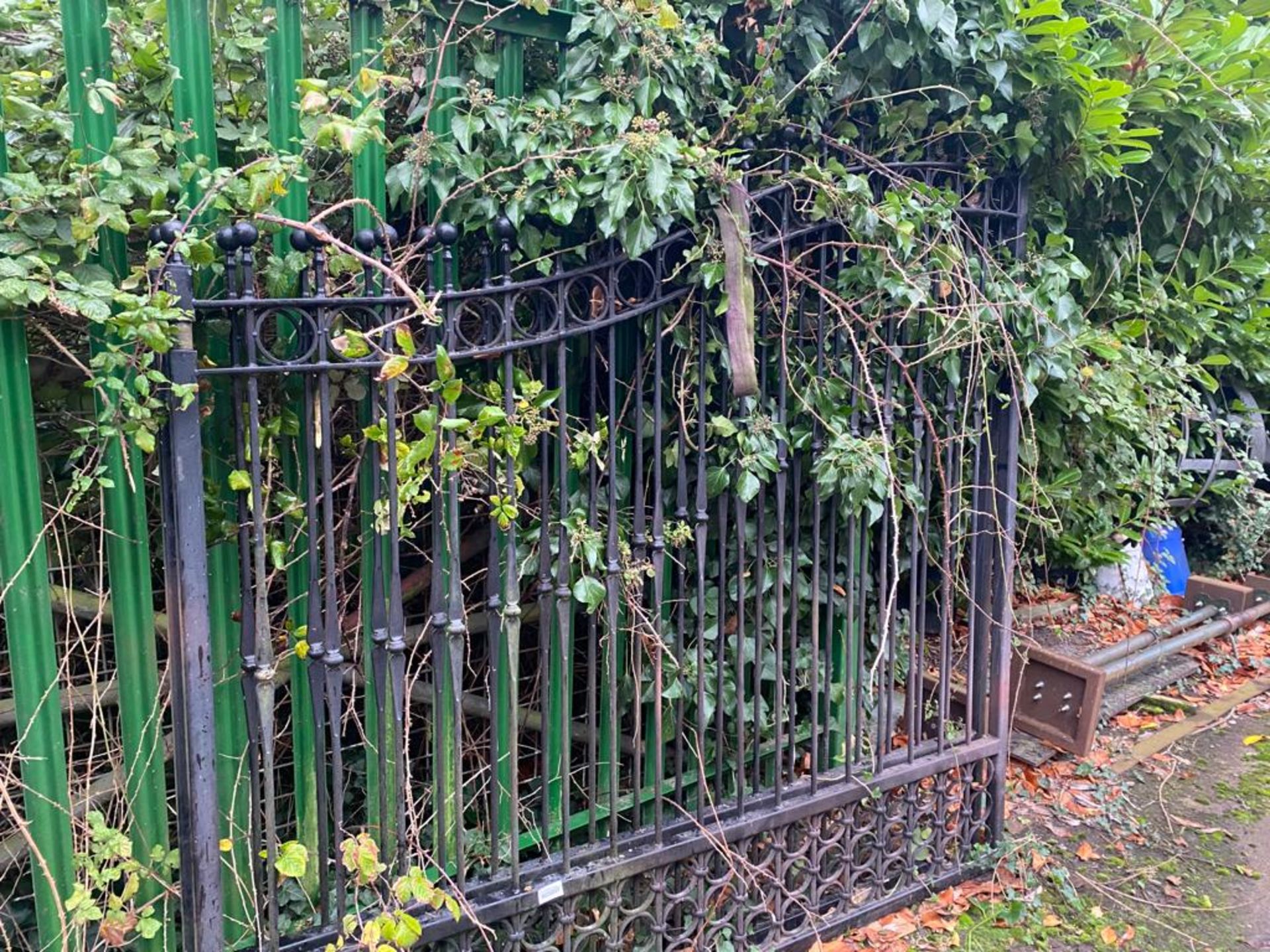 1 x Pair of Large Ornate Gates With Ball Tops - Approx Size Per Gate 200 x 200 cms - Ref: