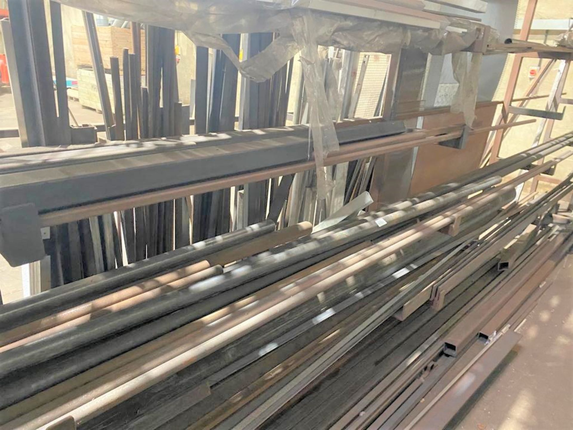 1 x Assorted Lot of Mild Steel Tubing, Strips and Box Sections - Various Lengths Upto 6 Meters in
