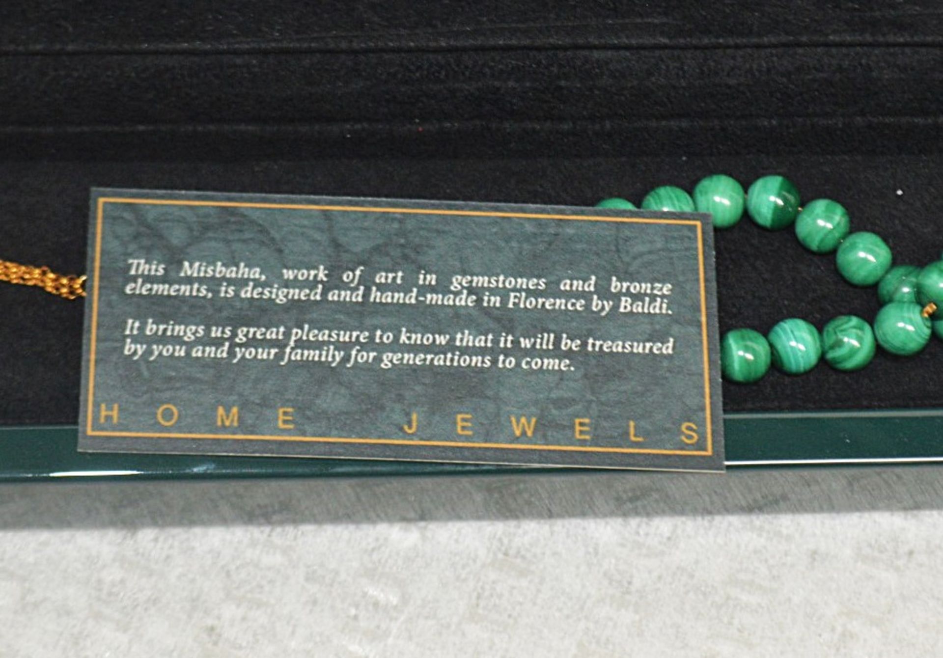 1 x BALDI 'Home Jewels' Italian Hand-crafted Artisan MISBAHA Prayer Beads In Green Malachite And - Image 3 of 5