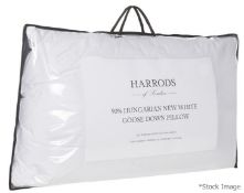 1 x HARRODS OF LONDON Soft 90% Hungarian Goose Down Pillow - Original RRP £259.00 - Dimensions: 74cm