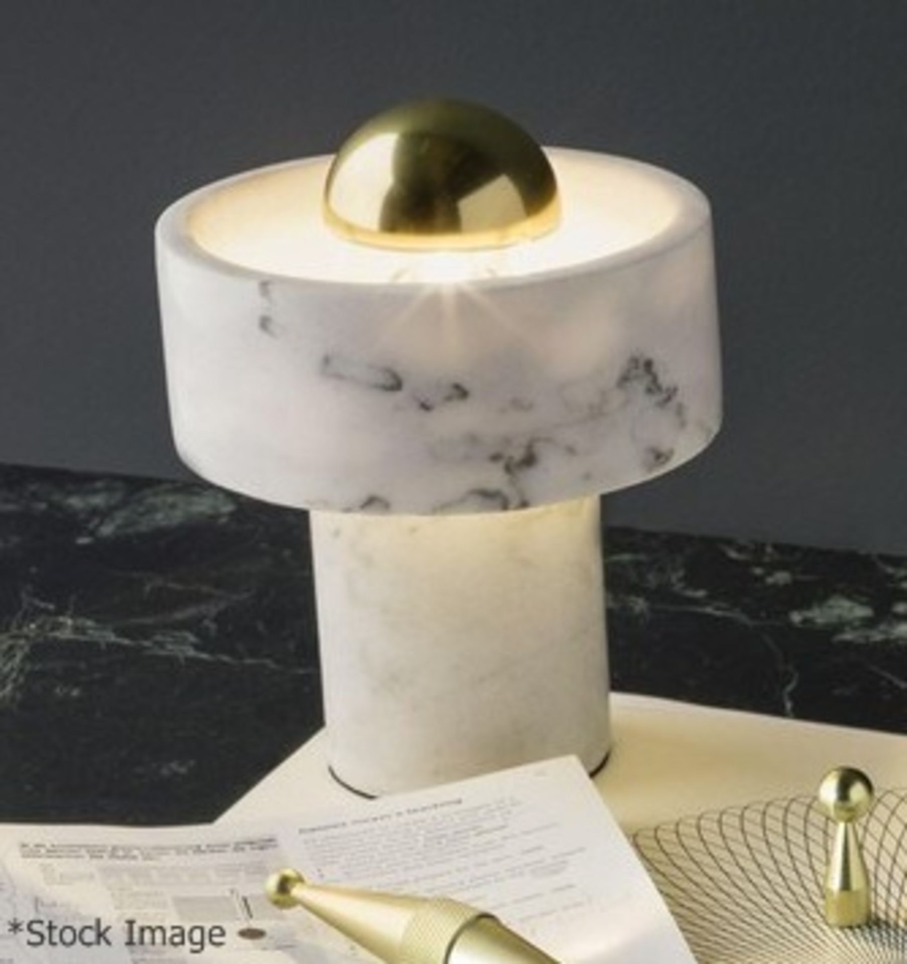1 x Tom Dixon Designer Stone Table Lamp In Marble - Dimensions: ø14x17.6cm - Original RRP £230.00