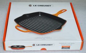 1 x LE CREUSET Cast Iron 26cm Grill Pan In Meringue/Cream - Original RRP £99.95 - Unused Boxed Stock