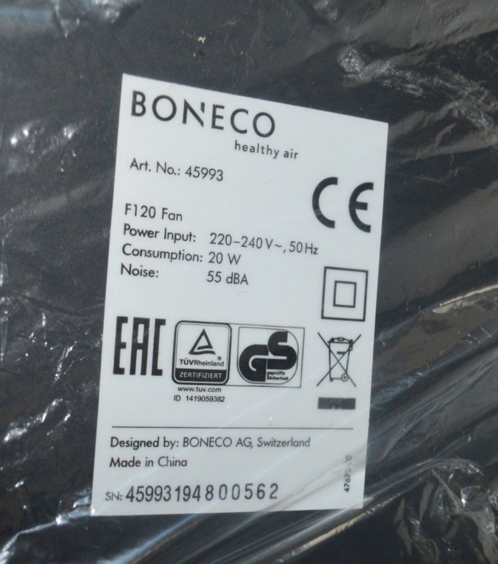 1 x BONECO F120 Air Shower Fan - Dimensions: H54 x W28 x D28cm - UK Plug - Ref: HHW132/NOV21/GITC2 - - Image 6 of 6