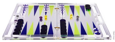 1 x DANIEL CHADWICK Designer Mirrored Acrylic Backgammon Set - Hand Signed And Dated