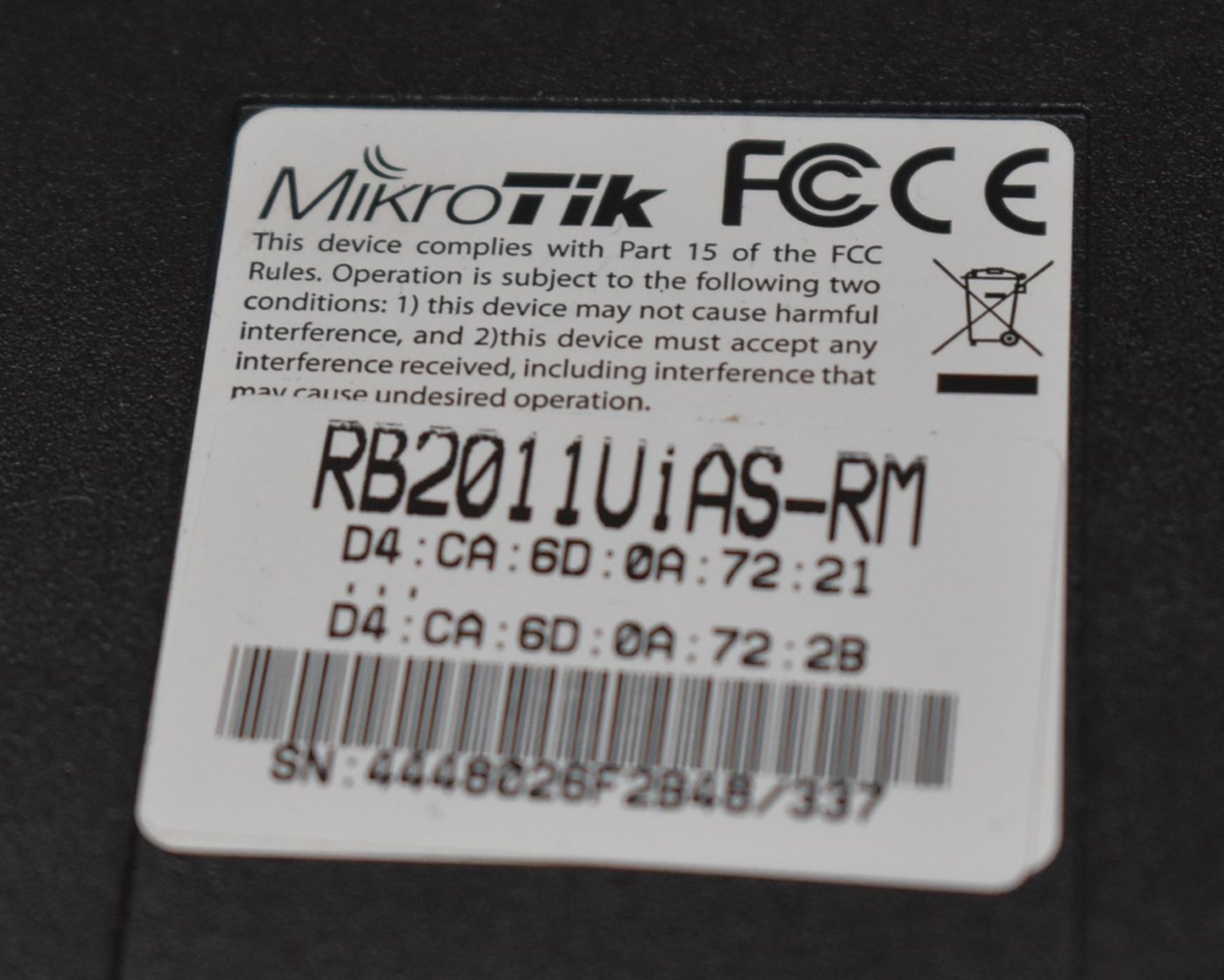 1 x MicroTik Router Board - Model RB2011UiAS-RM - Ref: MPC398 - CL678 - Location: Altrincham - Image 7 of 10