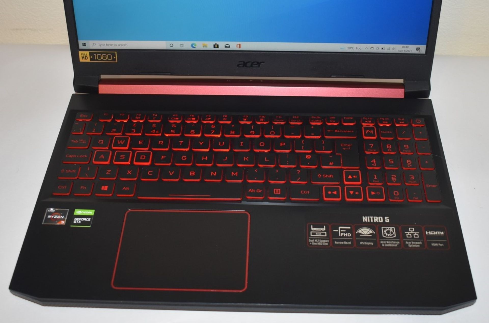 1 x Acer Nitro 5 Gaming Laptop - Features Ryzen 5 Processor, 16g DDR4 Ram, 250gb M.2 System SSD, - Image 11 of 20