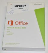 1 x Microsoft Office 2013 Home and Student - Activation Key Card With Original Box - Ref: MPC608
