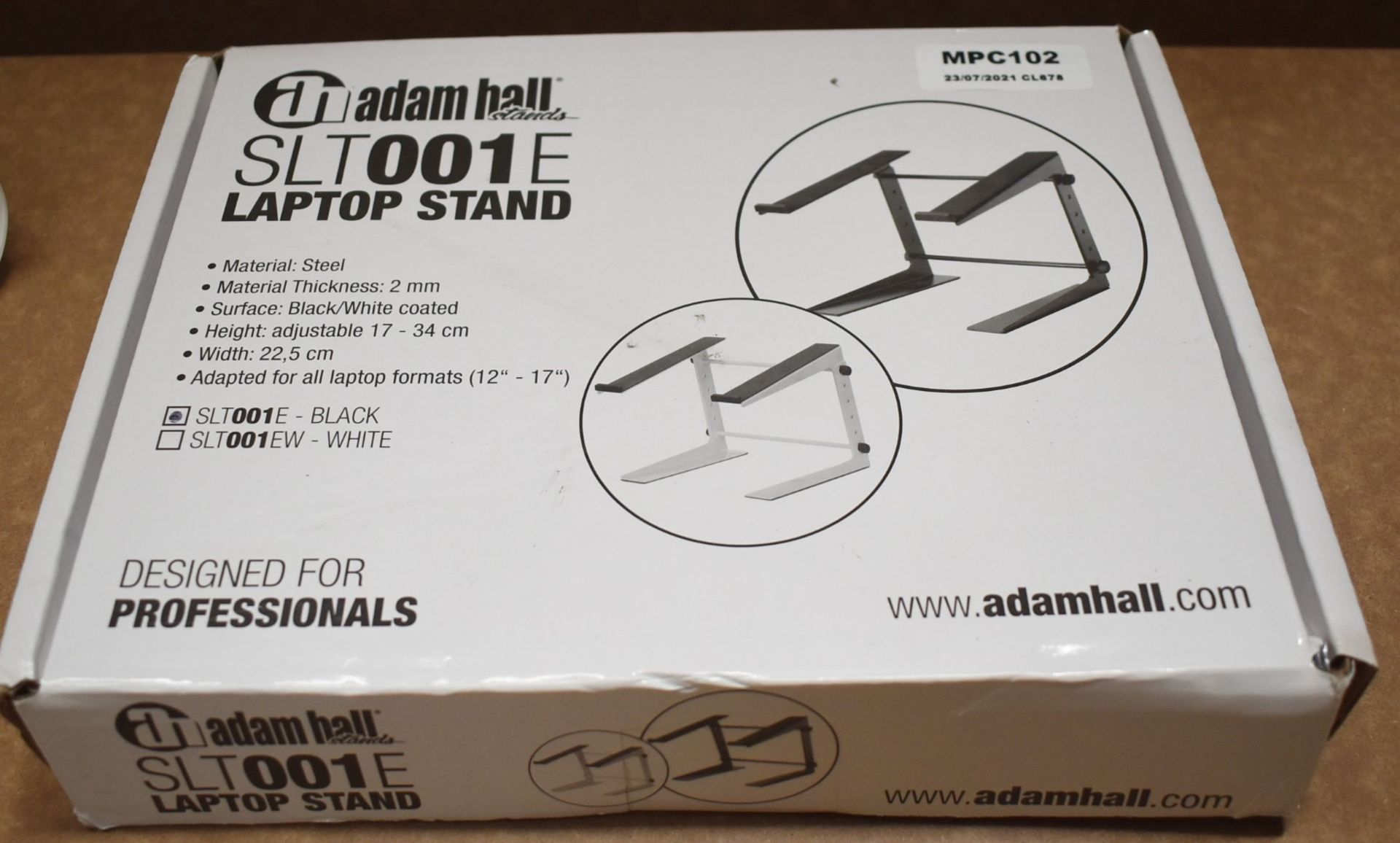 1 x Adam Hall Laptop Stand in Black - New and Boxed - Suitable For 12" - 17" Laptop Formats Type - Image 2 of 5