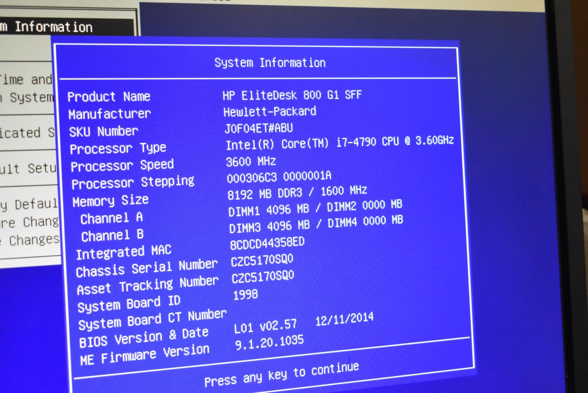 1 x HP Elite Desk 800 G1 SFF Desktop PC - Features an Intel i7-4790 3.6hz Quad Core Processor, 8gb - Image 7 of 8