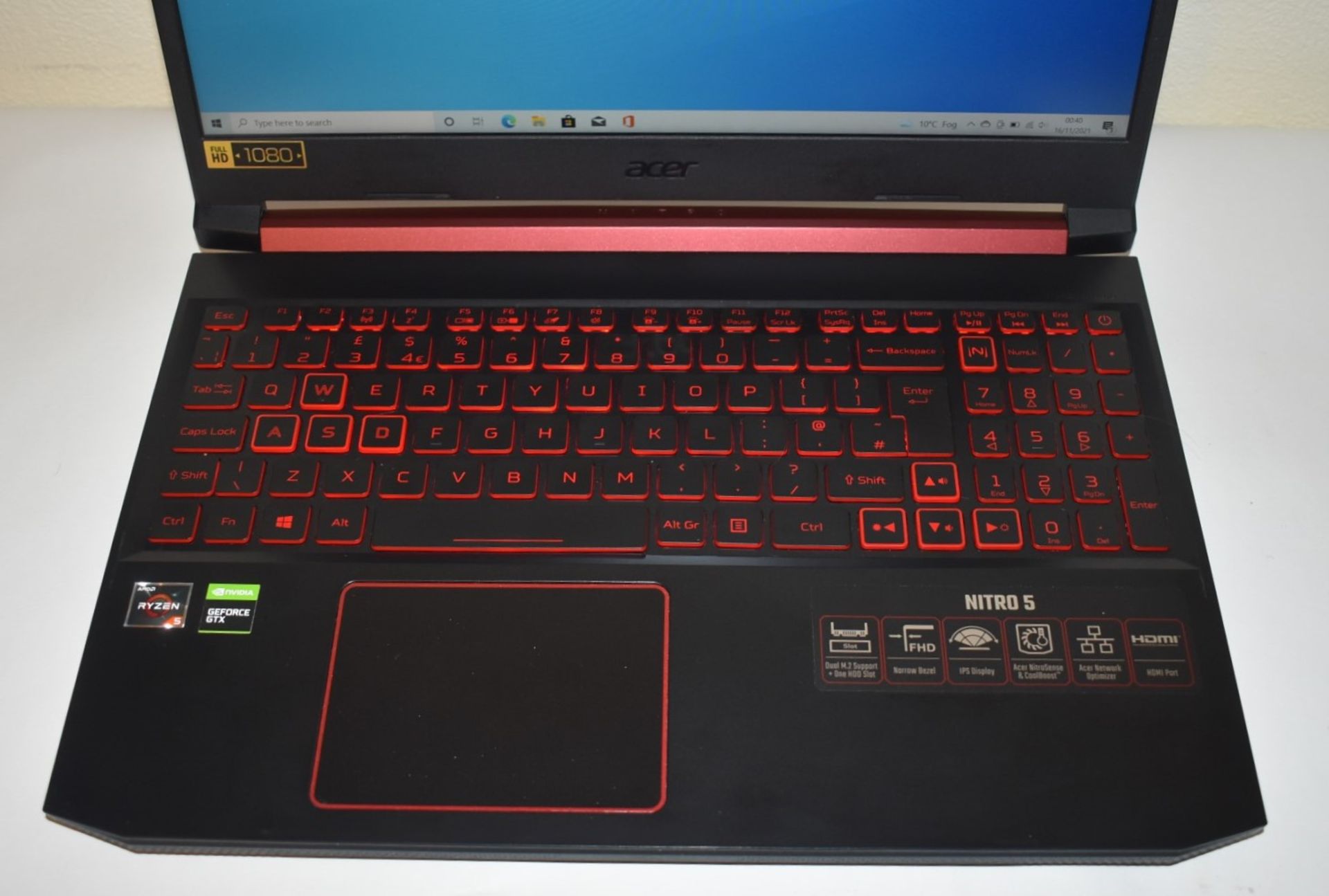 1 x Acer Nitro 5 Gaming Laptop - Features Ryzen 5 Processor, 16g DDR4 Ram, 250gb M.2 System SSD, - Image 7 of 20