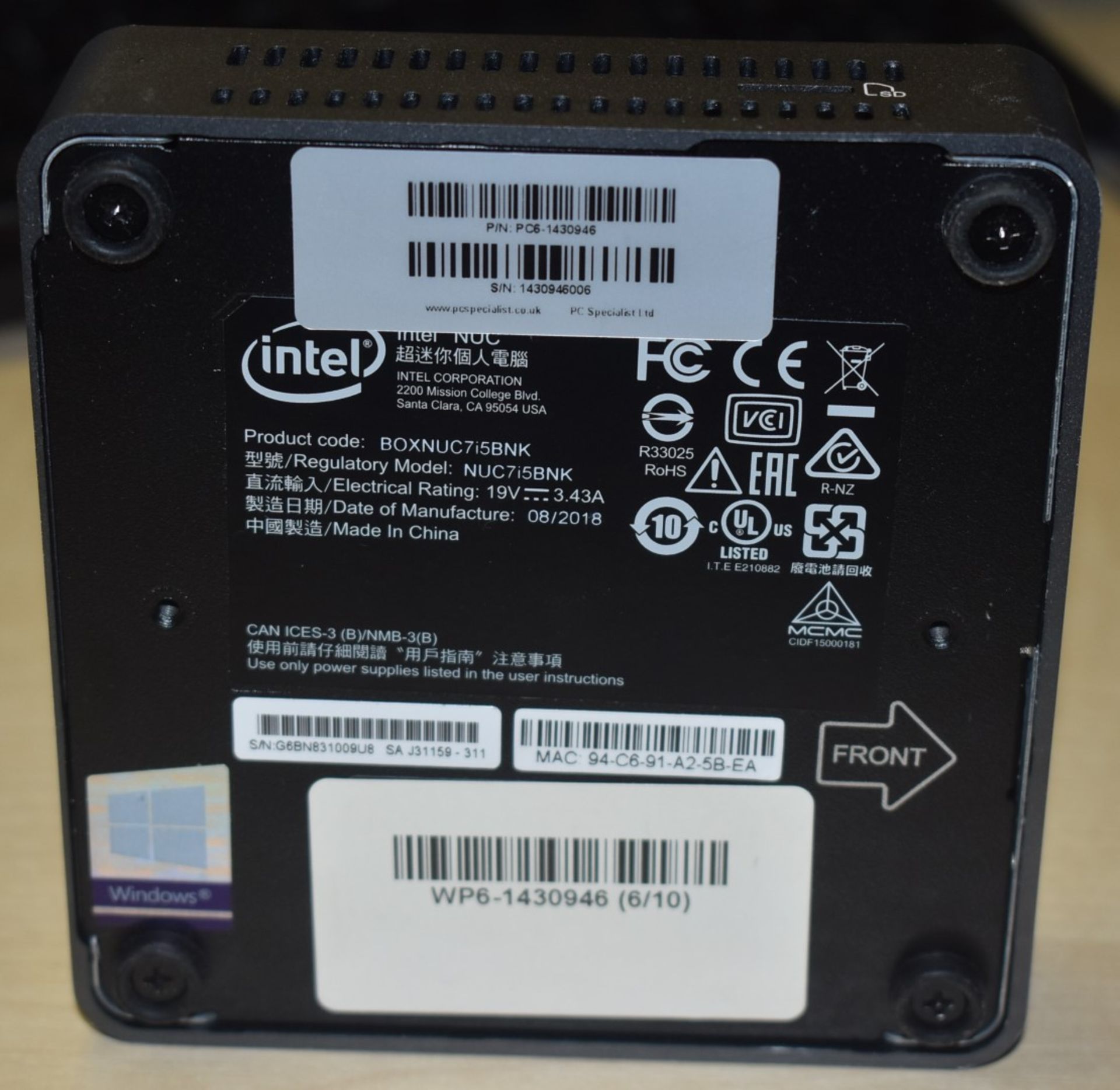 1 x Intel NUC Mini PC Featuring Intel i5-7260u 3.4Ghz Processor, 8GB DDR4 2133Mhz Ram, Intel Iris - Image 7 of 7