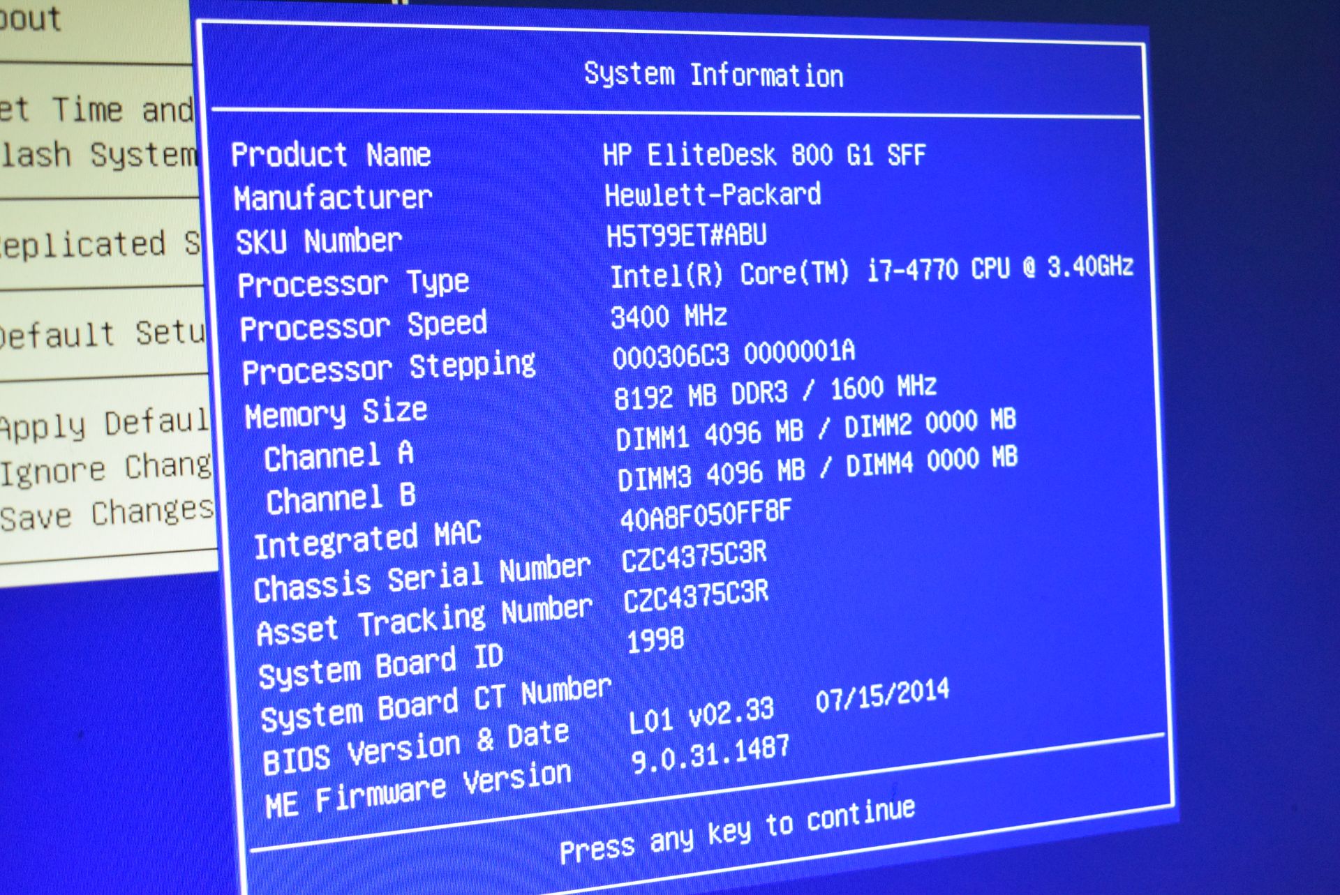 1 x HP Elite Desk 800 G1 SFF Desktop PC - Features an Intel i7-4770 3.4Ghz Quad Core Processor, - Image 6 of 7