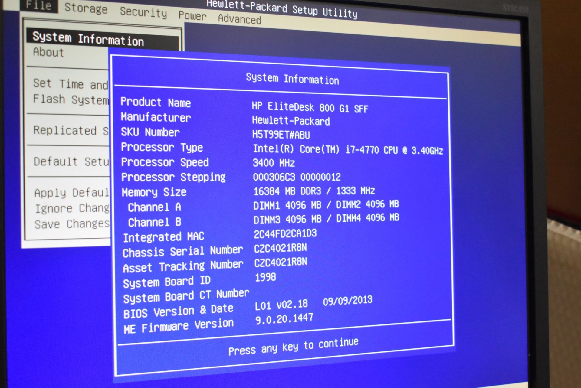 1 x HP Elite Desk 800 G1 SFF Desktop PC - Features an Intel i7-4770 3.4hz Quad Core Processor, 8gb - Image 6 of 10