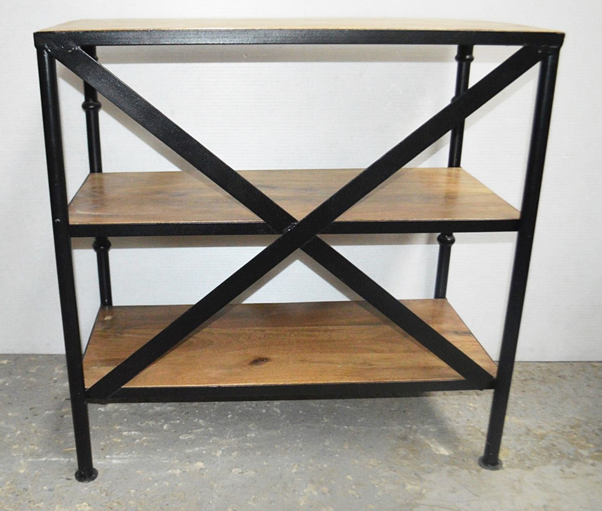 1 x 3-Tier Retail Display Unit With A Sturdy Metal X-Back Frame And Wooden Shelving - Ex-Display - Image 2 of 3