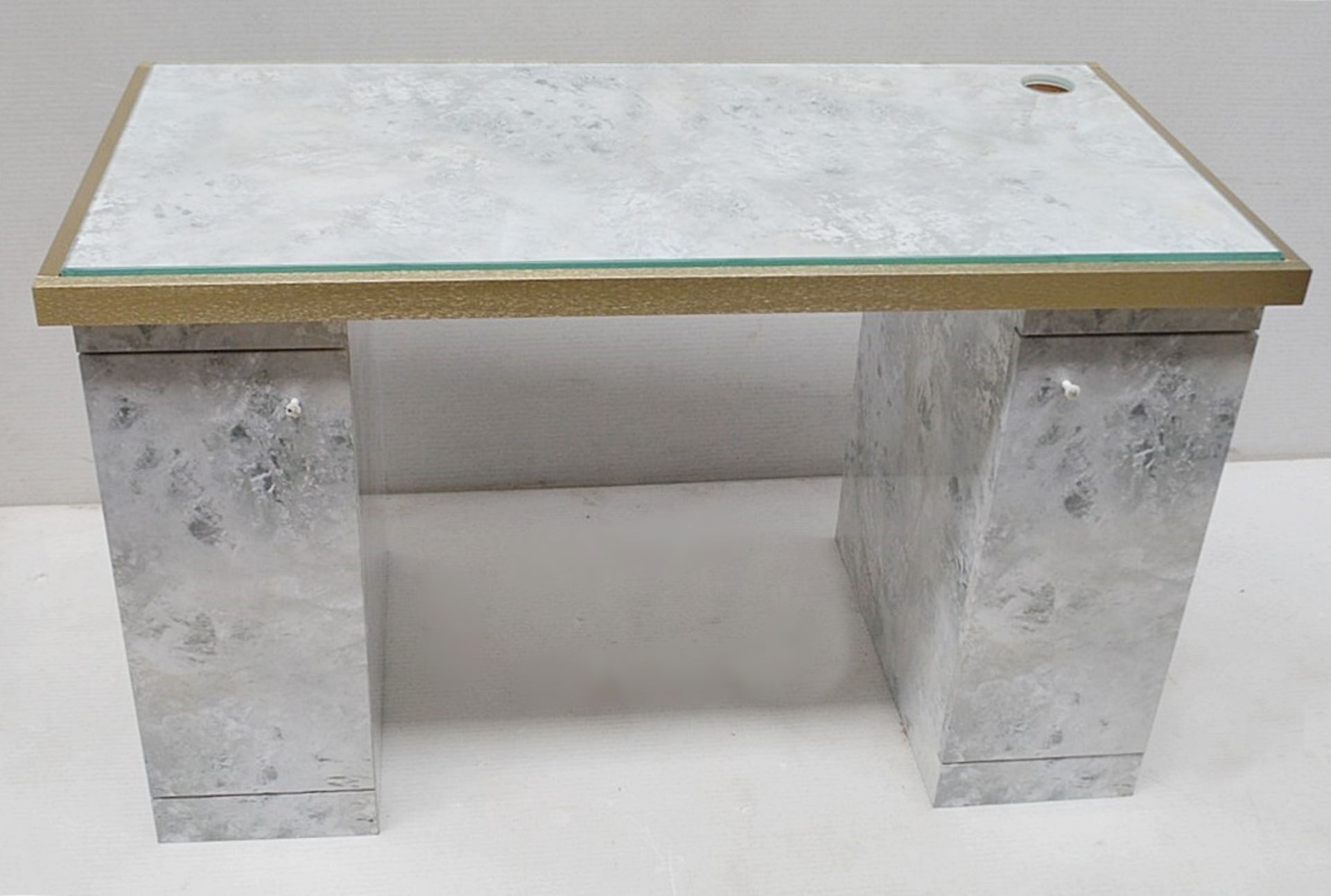 1 x BALDI Designer Retail Display Table / Desk Featuring A Marble Effect Aesthetic