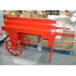 1 x NOOK Bespoke Wooden Display Retail Cart In Red - British Made - Dimensions: H120 x W190 x D68cm