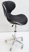 1 x Black Saddle Gas Lift Salon Swivel Chair On Castors - Ref: MHB109(3/3) - CL670 - Location: