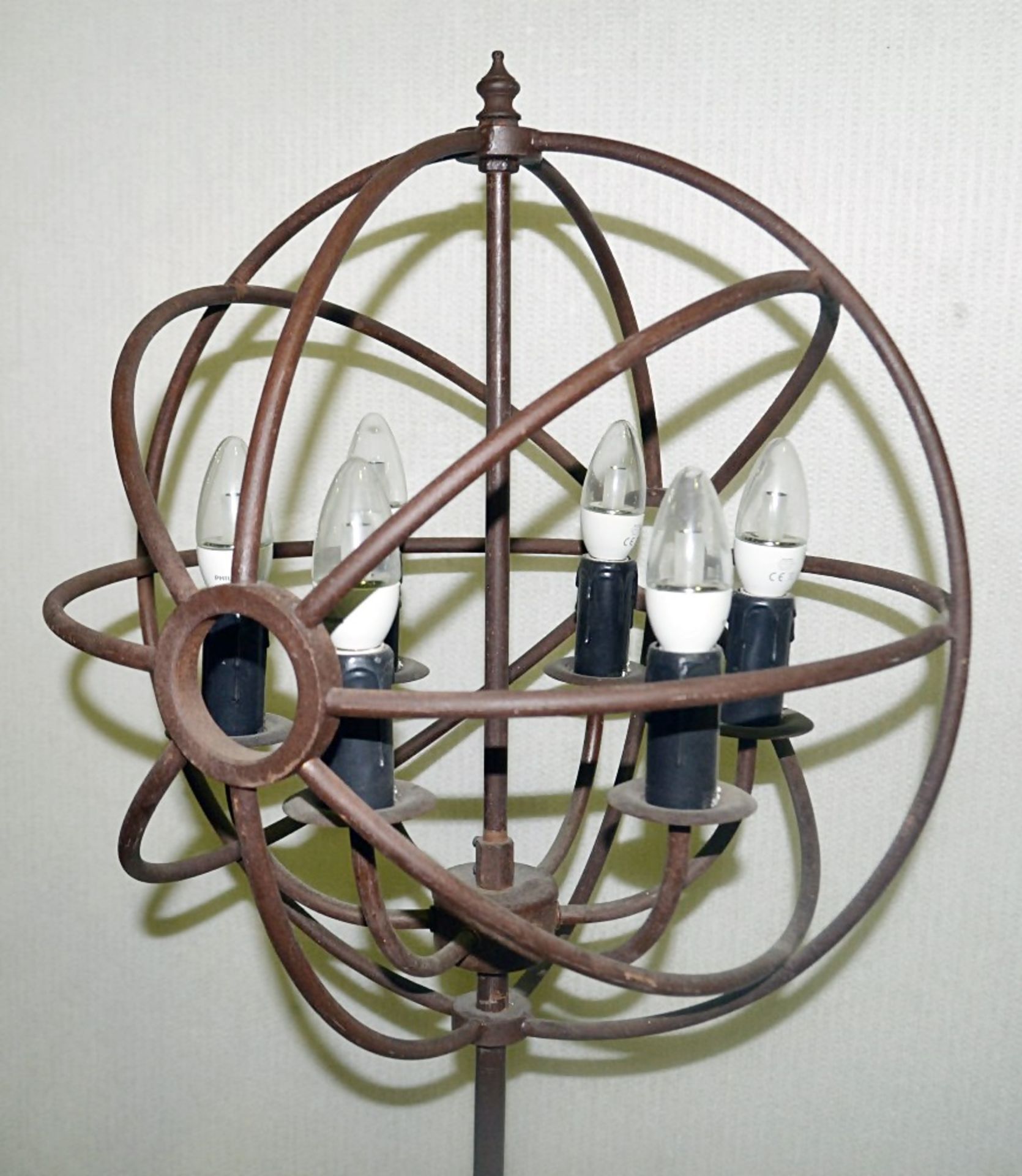 1 x Industrial-Style 6-Light Metal Sphere Globe Table Lamp - Ex-Display Piece - H81cm / ø44cm - Image 3 of 5