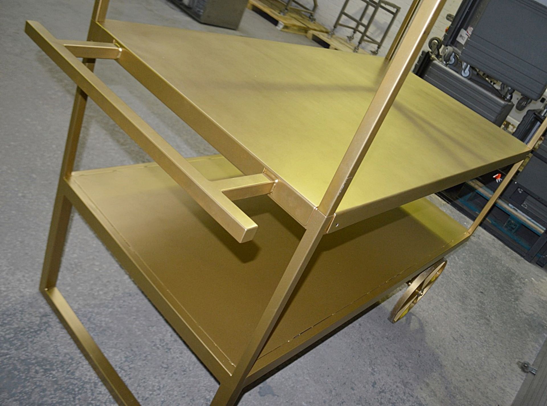 1 x Metal 2-Metre High Display Cart In Gold - Dimensions: H200 x W178 x D87cm - Ex-Showroom - Image 4 of 5
