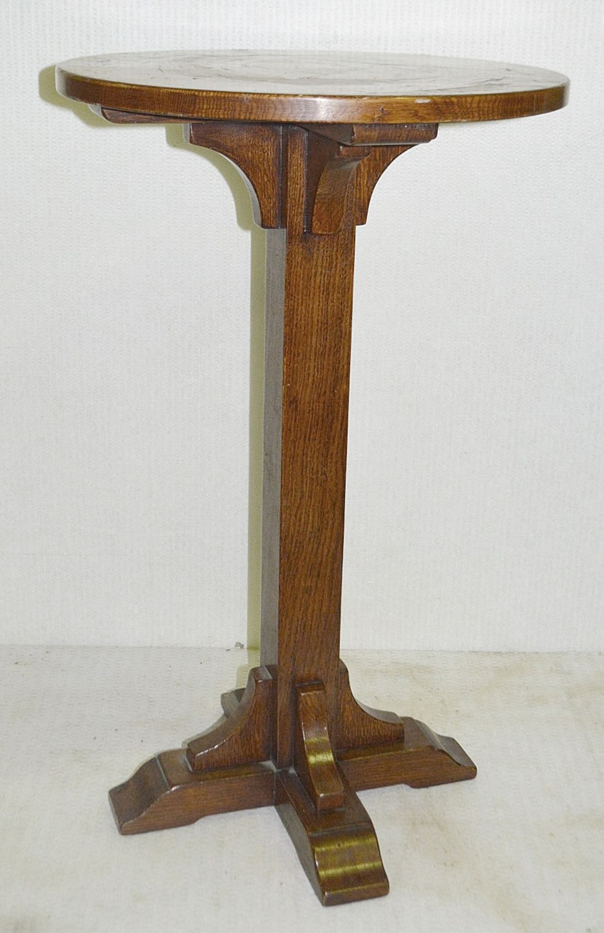 1 x Vintage Solid Wood Plant Stand / Side Table - Ex-Display - Dimensions (Approx): H80cm / ø48cm - Image 2 of 5