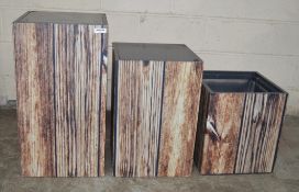 3 x Display Plinths With Wood Effect Decals - Ref: MHB166 - CL670 - Location: Altrincham WA14Sizes