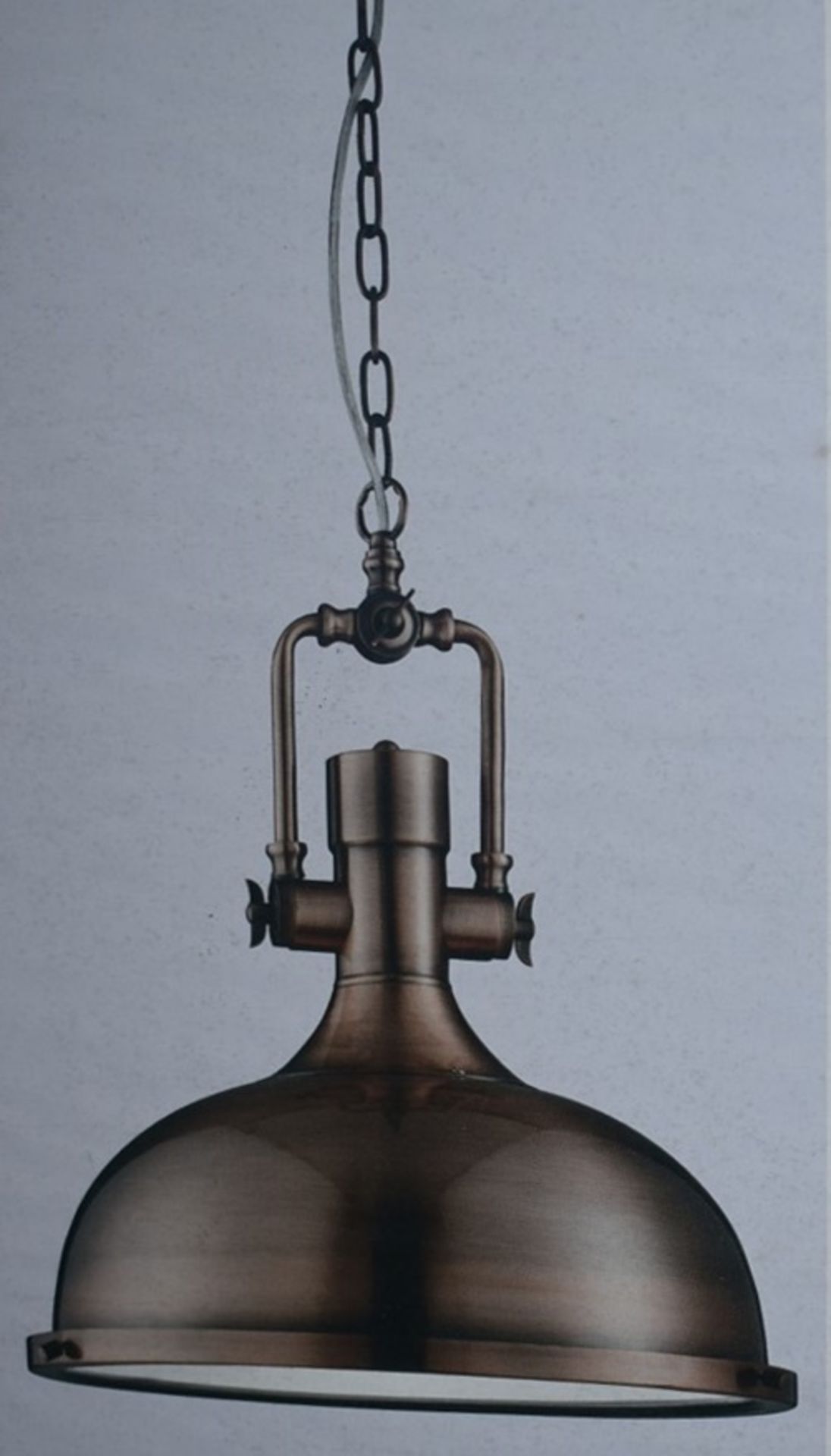 1 x Searchlight Industrial Pendant Light With an Antique Copper and Frosted Glass Finish - Product - Image 3 of 4