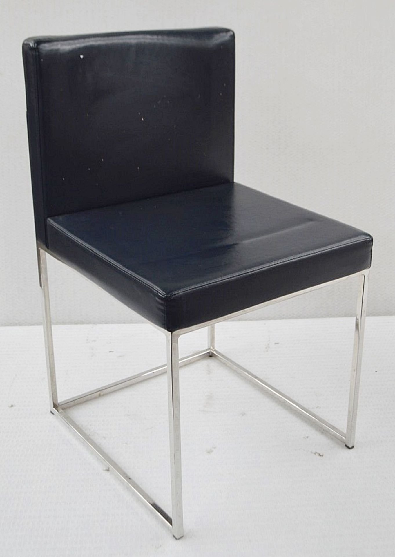 3 x Italian Calligaris Branded Italian Designer Chairs In Dark Blue With 'Estee Lauder' Printed On