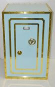 1 x Opulent Bank Vault Safe-style Shop Display Plinth In Tiffany Blue With Gold Trim