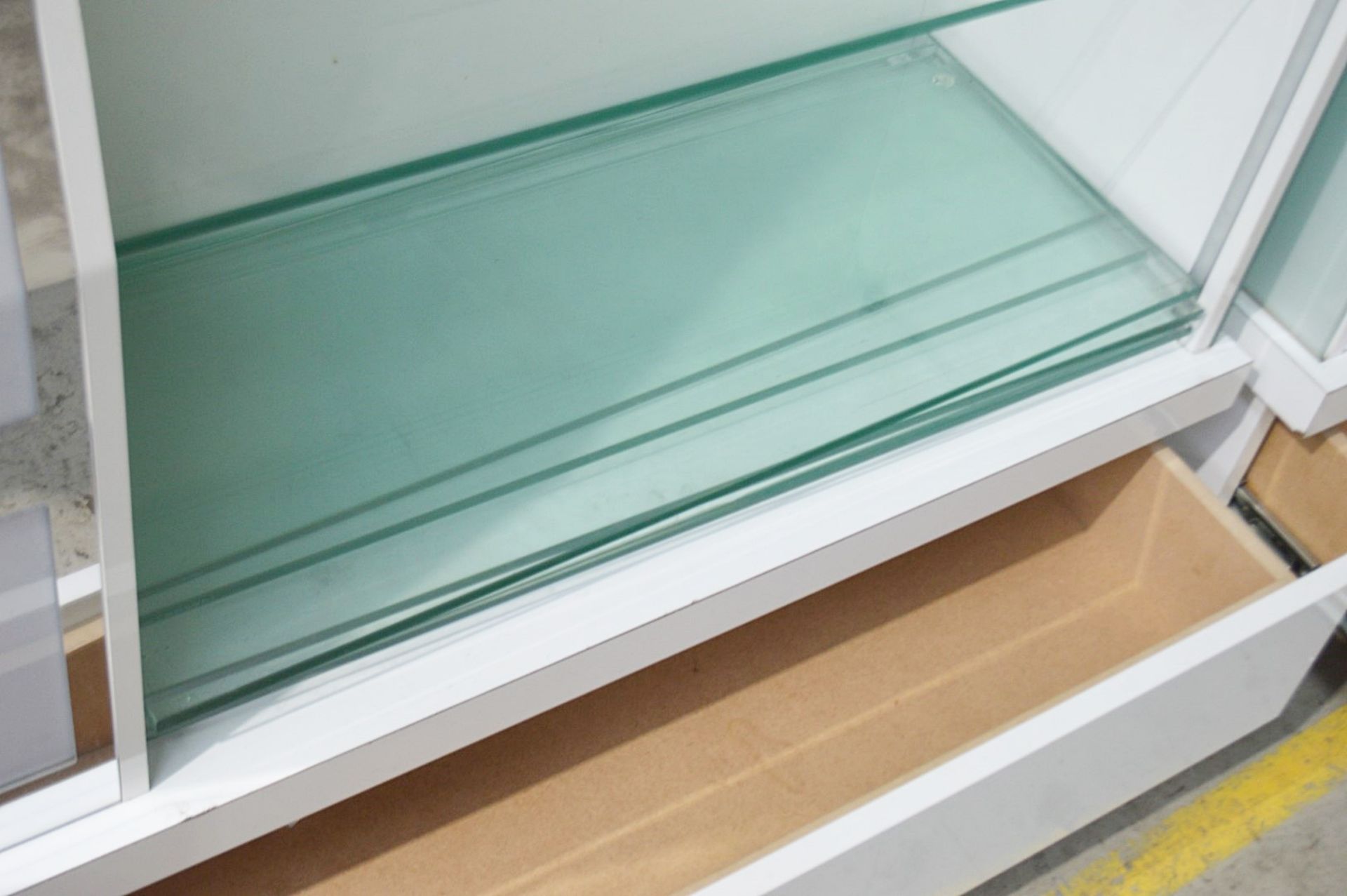 3 x Retail Display Sections Featuring White Finish, Glass Shelves, Illuminated Light Boxes, - Image 5 of 5