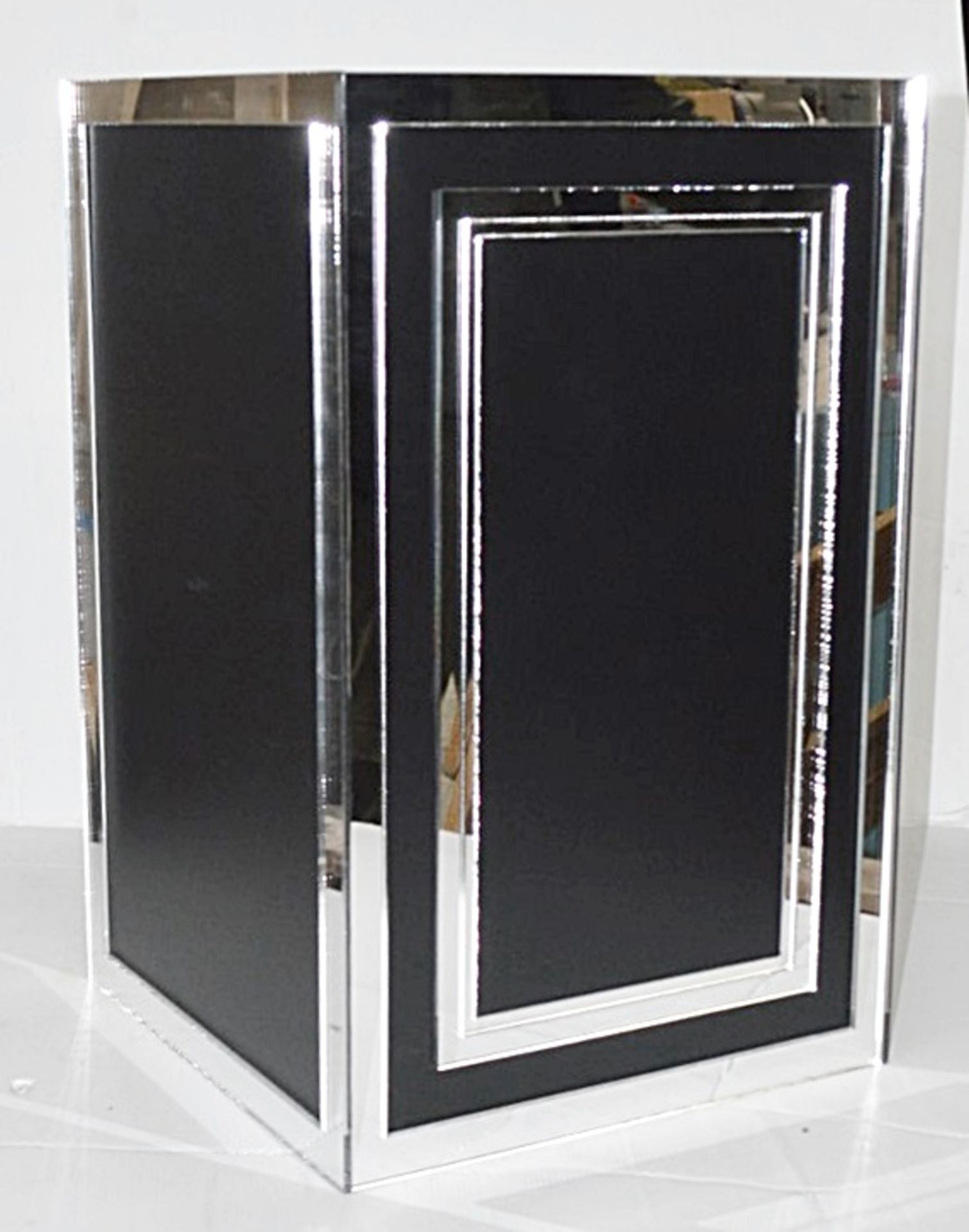 2 x Bank Vault Safe-style Shop Display Dumy Props In Black With Mirrored Decoration - Image 2 of 5