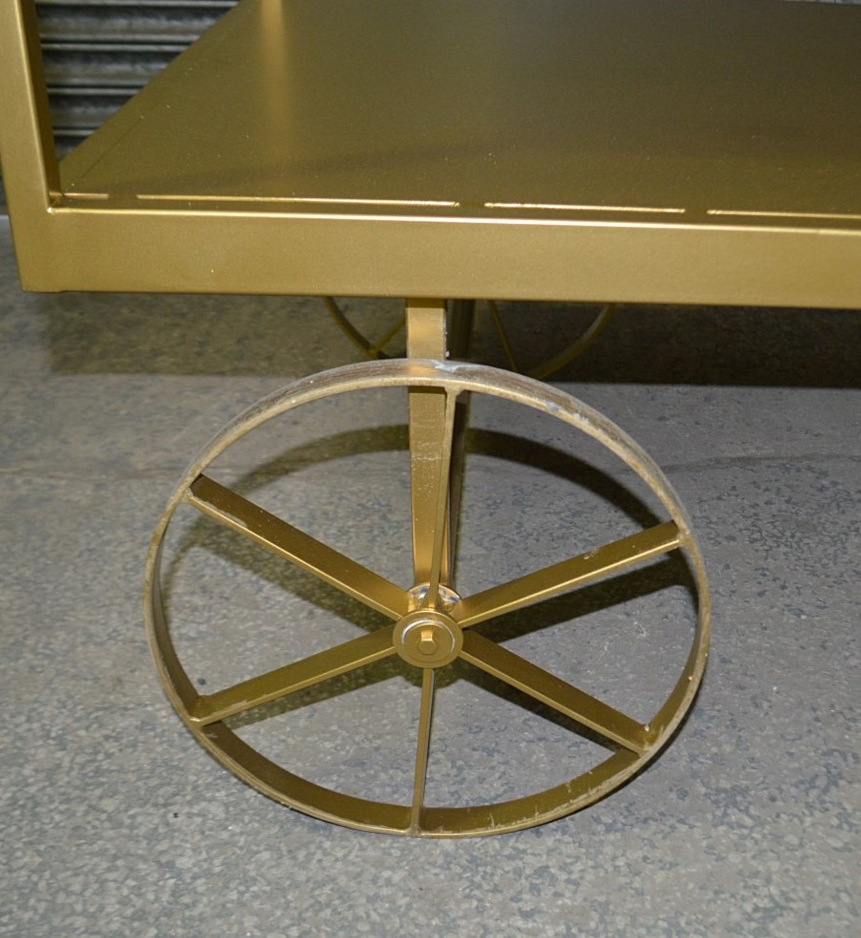 1 x Metal 2-Metre High Display Cart In Gold - Dimensions: H200 x W178 x D87cm - Ex-Showroom - Image 5 of 5
