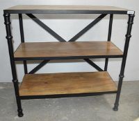 1 x 3-Tier Retail Display Unit With A Sturdy Metal X-Back Frame And Wooden Shelving - Ex-Display