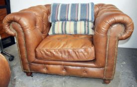 1 x Vintage-style Large Leather Chesterfield Armchair - Showroom / Window Display Piece - Dimensions