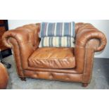 1 x Vintage-style Large Leather Chesterfield Armchair - Showroom / Window Display Piece - Dimensions