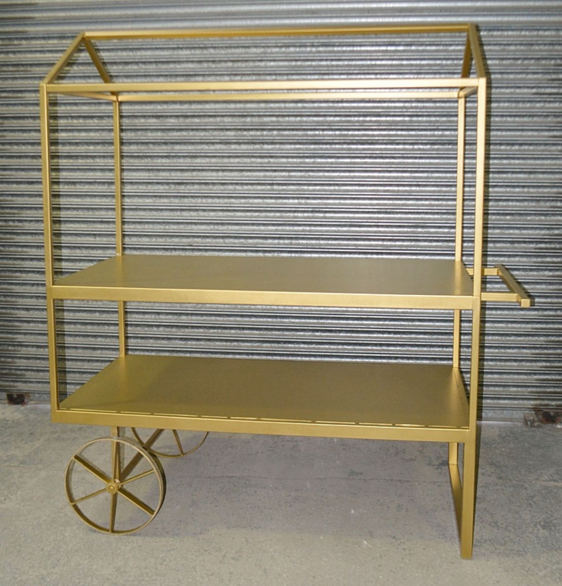 1 x Metal 2-Metre High Display Cart In Gold - Dimensions: H200 x W178 x D87cm - Ex-Showroom - Image 2 of 5