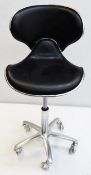 1 x Black Saddle Gas Lift Salon Swivel Chair On Castors - Ref: MHB109(1/3) - CL670 - Location: