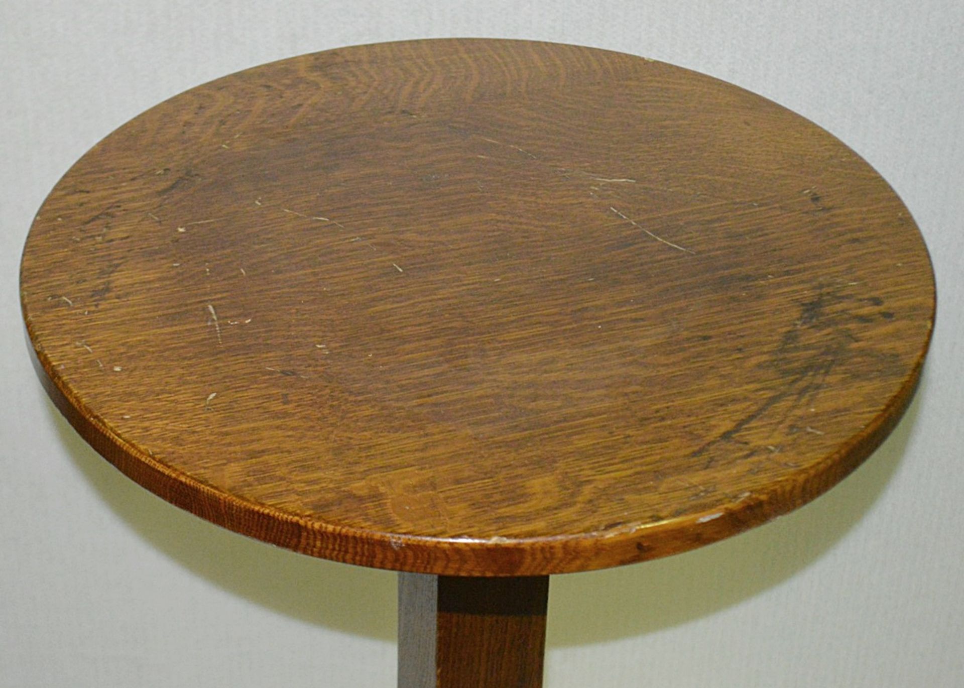 1 x Vintage Solid Wood Plant Stand / Side Table - Ex-Display - Dimensions (Approx): H80cm / ø48cm - Image 4 of 5