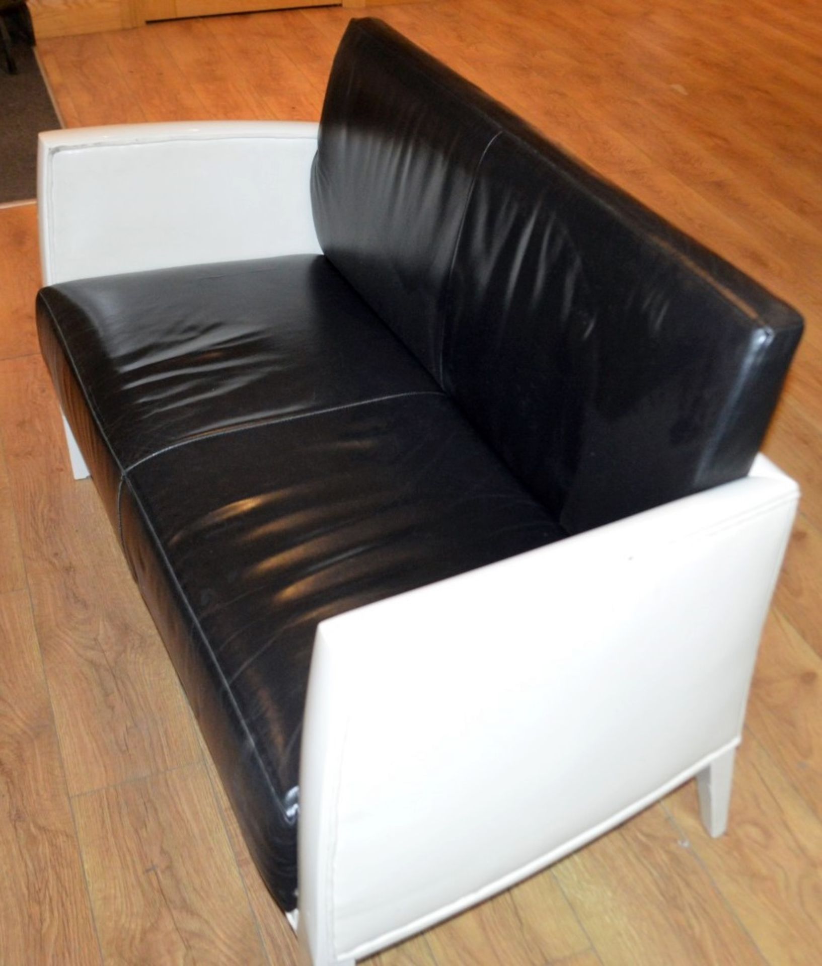1 x Stylish Commercial Leather Upholstered 2-Seater Sofa With A High-Gloss Patent-Style Finish On - Image 6 of 7