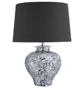 1 x Searchlight Polished Chrome Mosaic Table Lamp With Mirrored Finish and Black Shade - Product