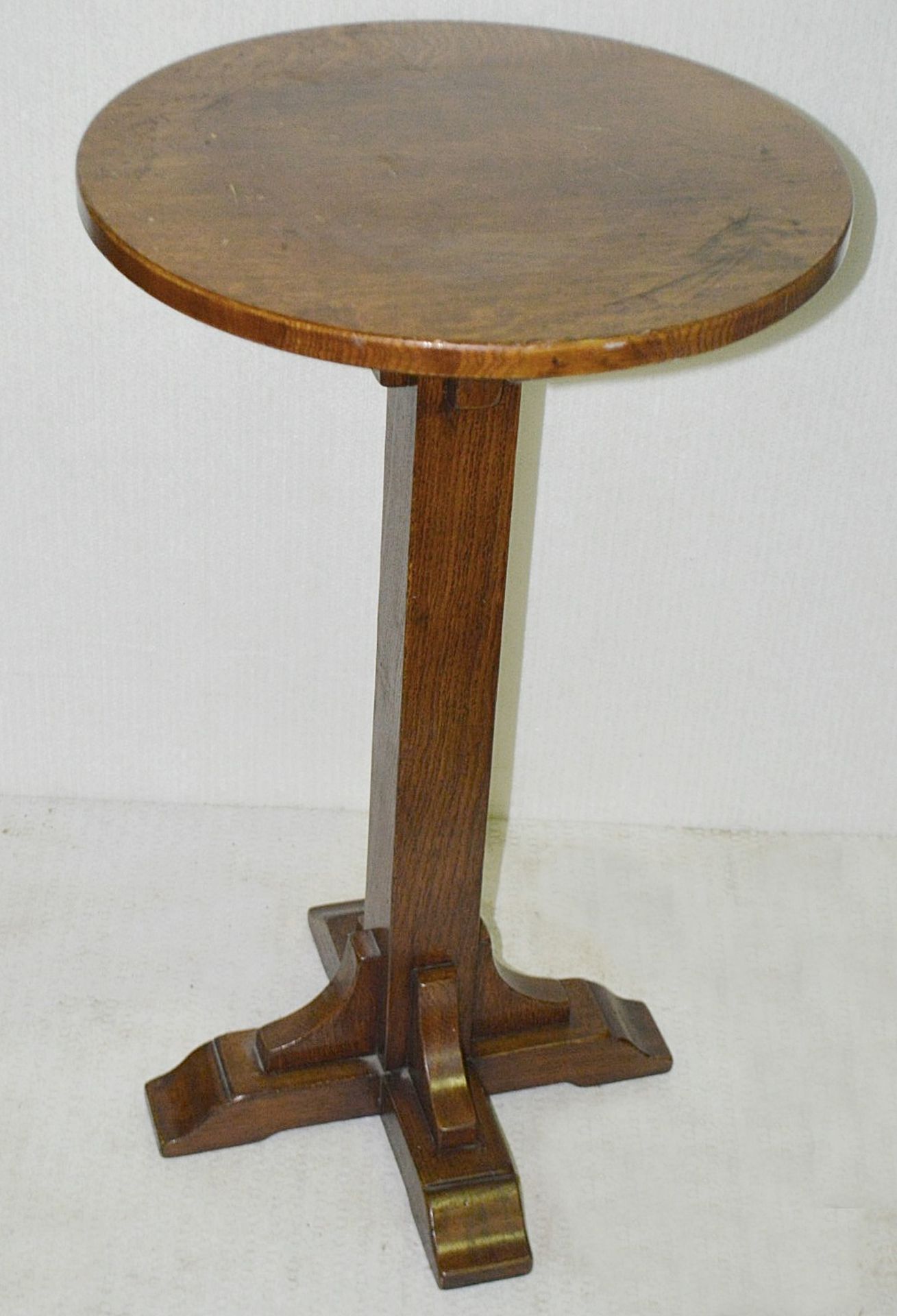 1 x Vintage Solid Wood Plant Stand / Side Table - Ex-Display - Dimensions (Approx): H80cm / ø48cm