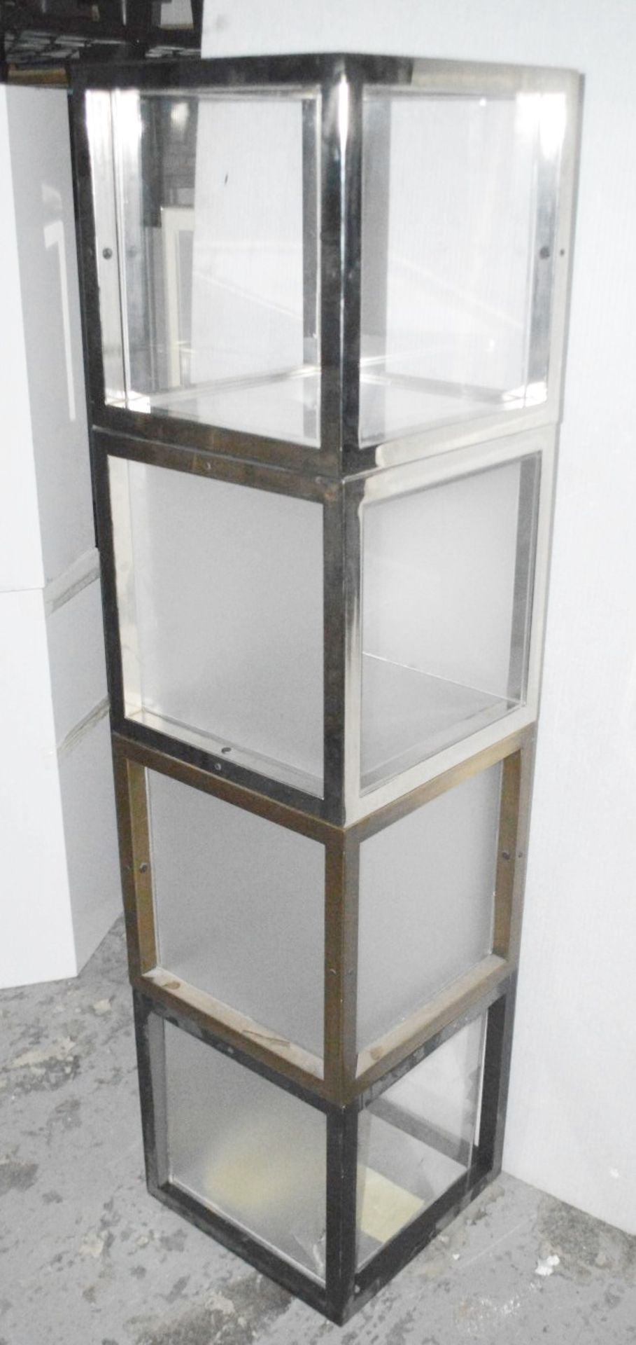 4 x Metal And Plexiglass Display Boxes - Ex-Showroom Pieces - Each Measures: H40 x W40 x D40cm -